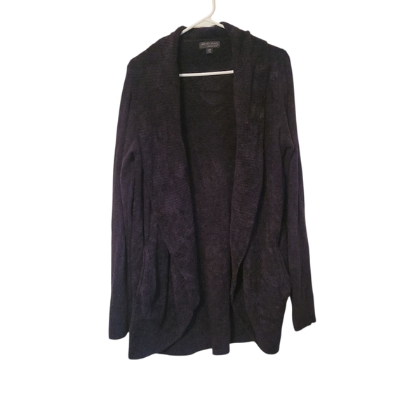 EUC Barefoot Dreams Cozy Chic Lite Open Front Cardigan In Black, Size L/XL - Picture 4 of 8